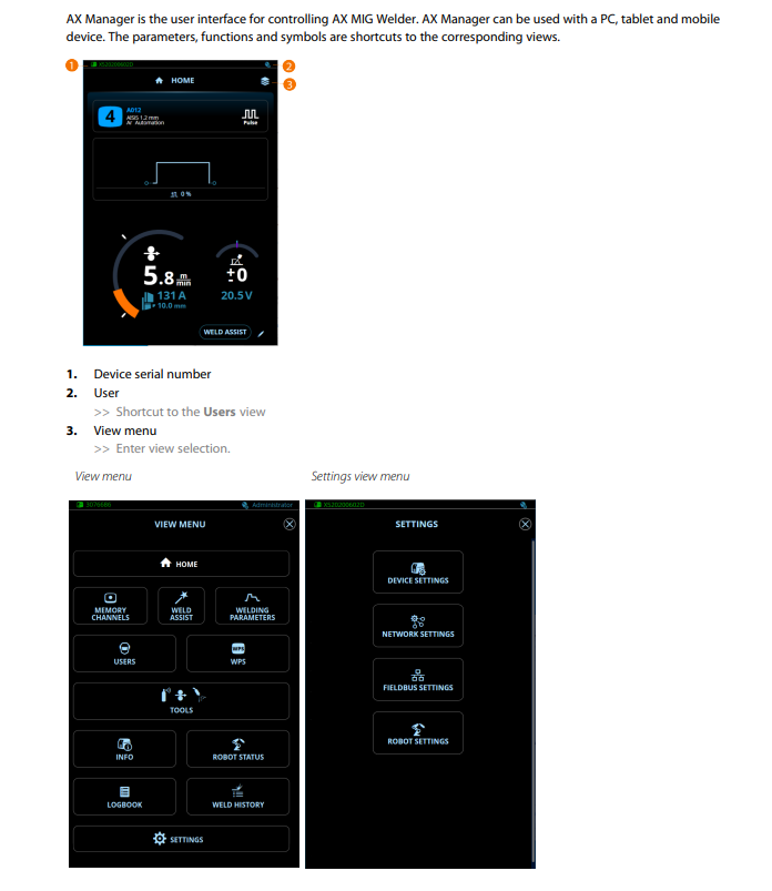 Robot operating interface